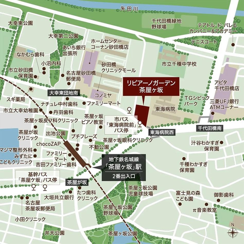 リピアーノガーデン茶屋ヶ坂の現地案内図