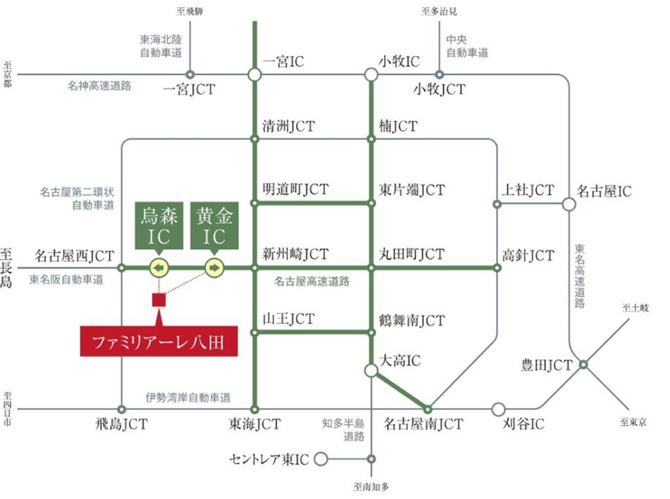 ファミリアーレ八田の交通アクセス図