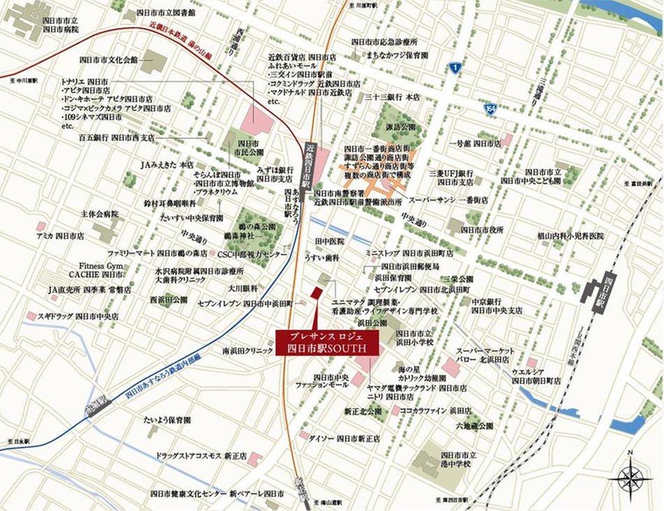 プレサンス ロジェ 四日市駅SOUTHの現地案内図