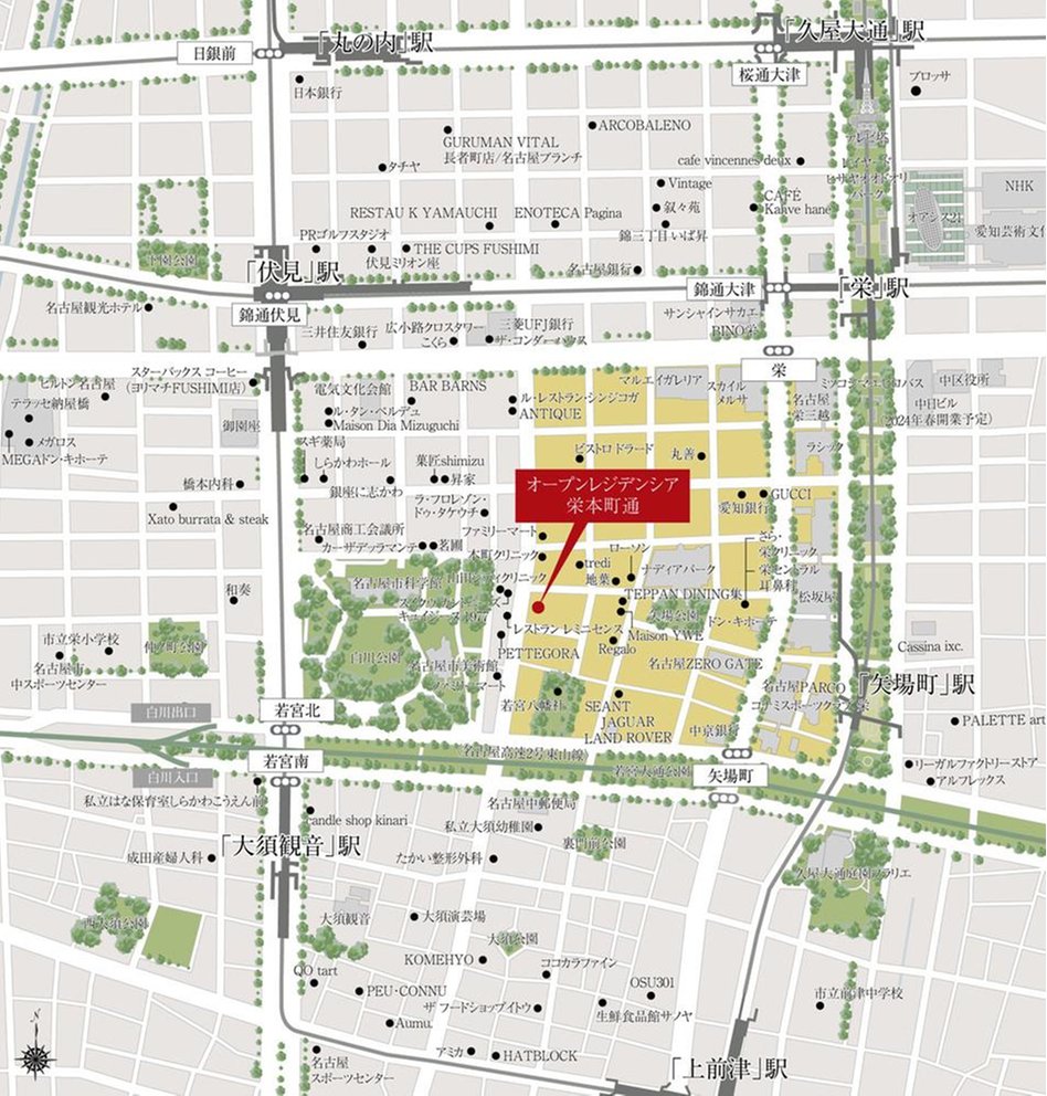 オープンレジデンシア栄本町通の現地案内図