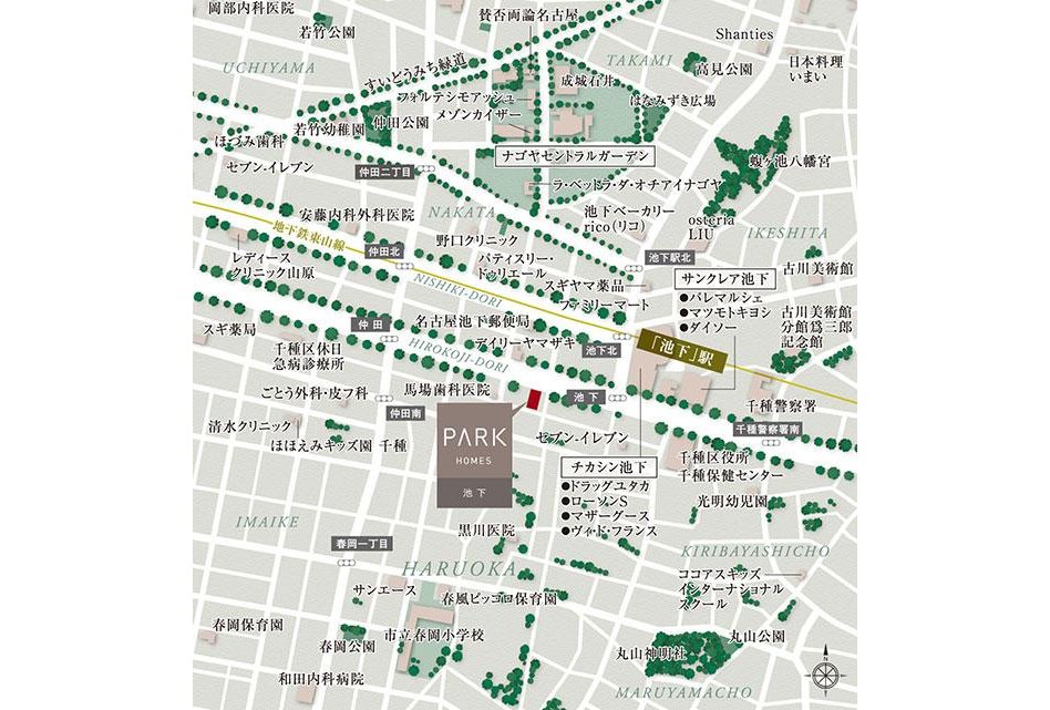 パークホームズ池下の現地案内図