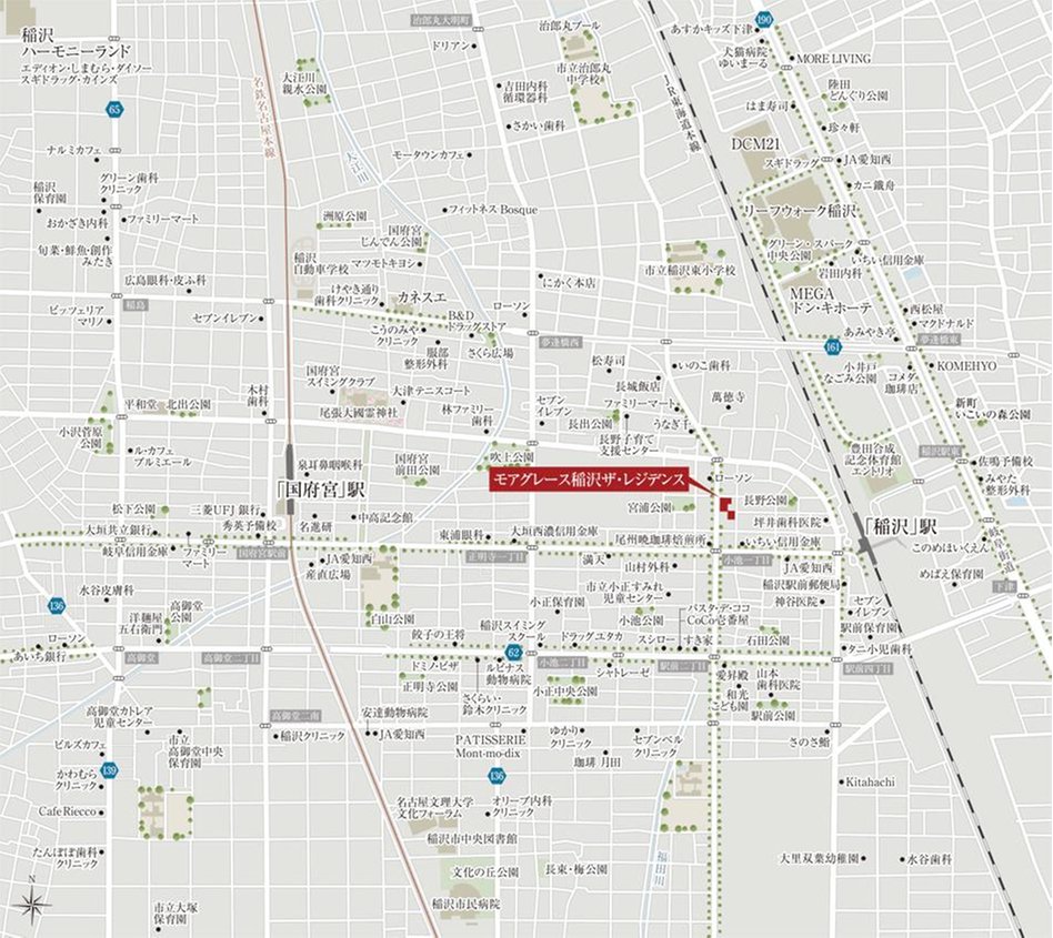 モアグレース稲沢ザ・レジデンスの現地案内図