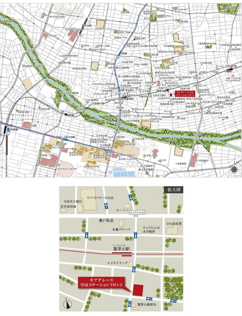 モアグレース守山ステーションフロントの現地案内図