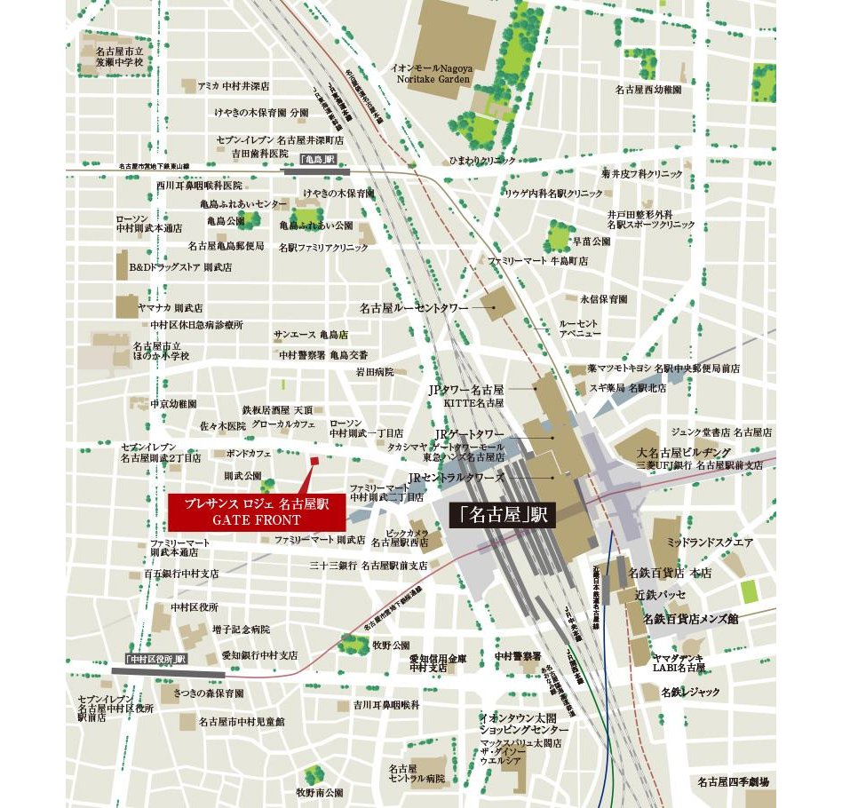 プレサンス ロジェ 名古屋駅 GATE FRONTの現地案内図