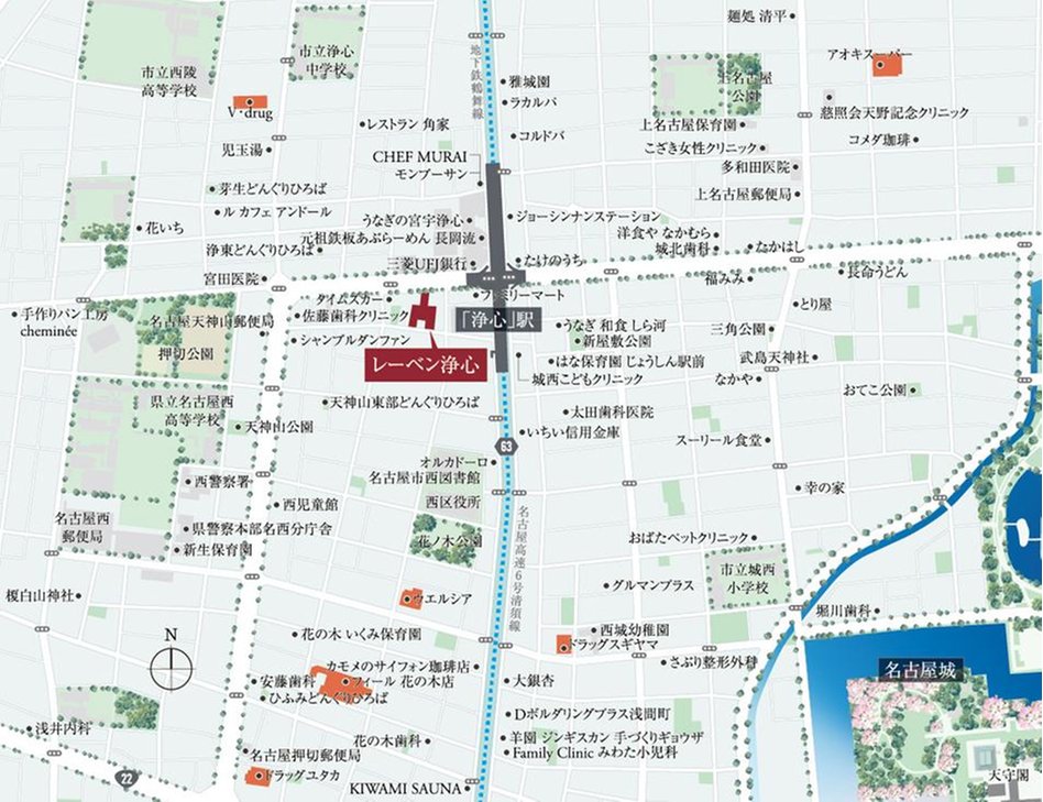 レーベン浄心の現地案内図