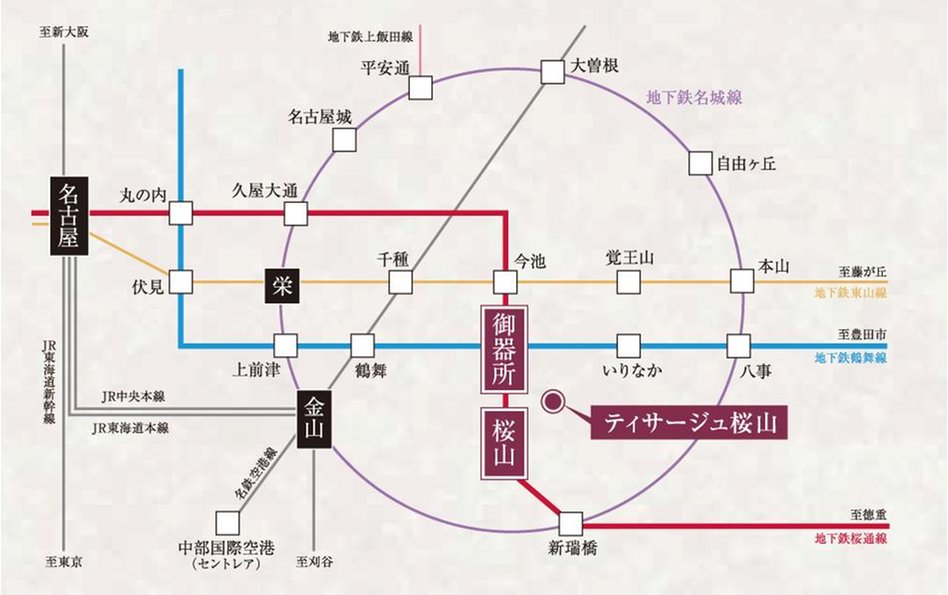 ティサージュ桜山の交通アクセス図