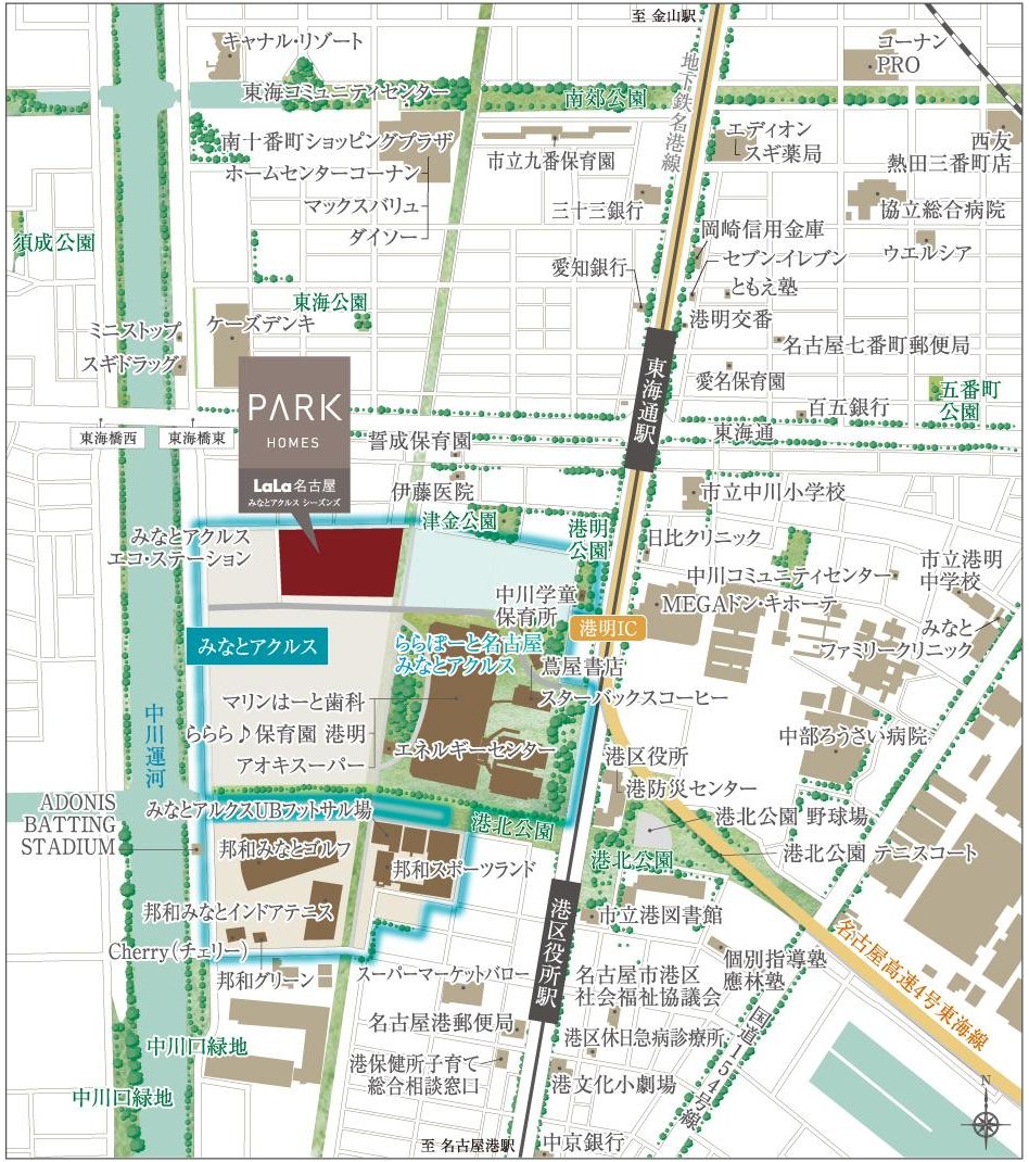 パークホームズLaLa名古屋みなとアクルス シーズンズの現地案内図