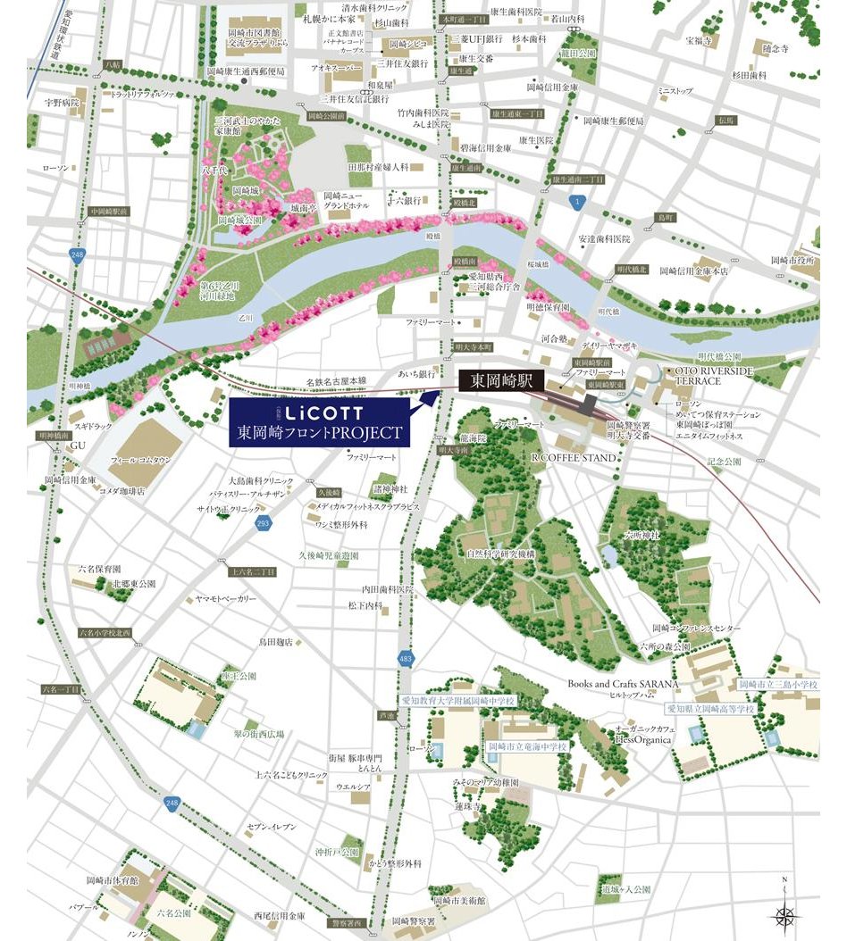 （仮称）リコット東岡崎フロントPROJECTの現地案内図