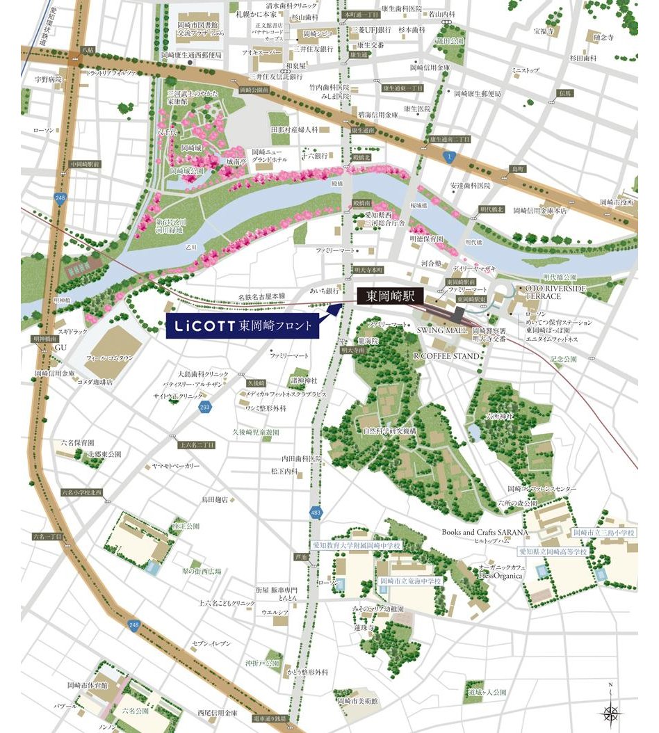 リコット東岡崎フロントの現地案内図