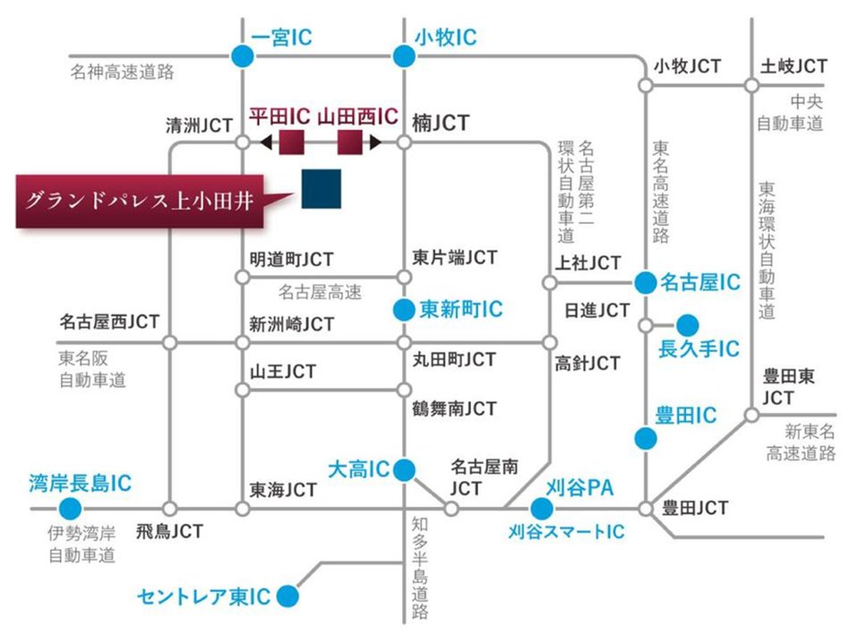 グランドパレス上小田井の交通アクセス図
