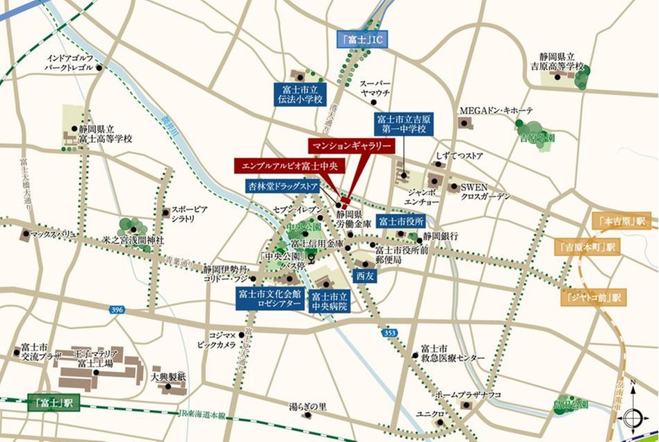 エンブルアルビオ富士中央の現地案内図