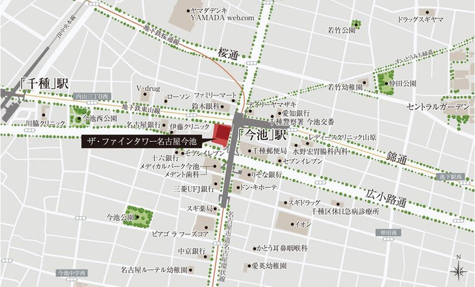 ザ・ファインタワー名古屋今池の現地案内図