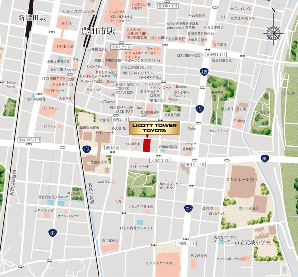 リコットタワー豊田の現地案内図
