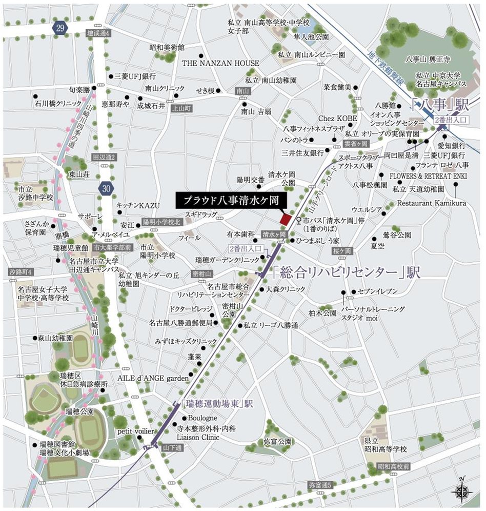 プラウド八事清水ケ岡の現地案内図