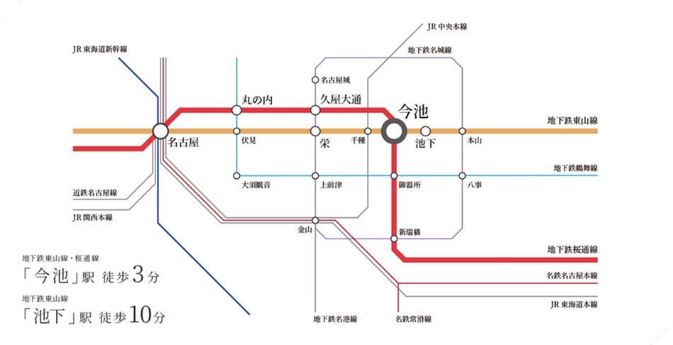 ローレルタワー名古屋千種の交通アクセス図