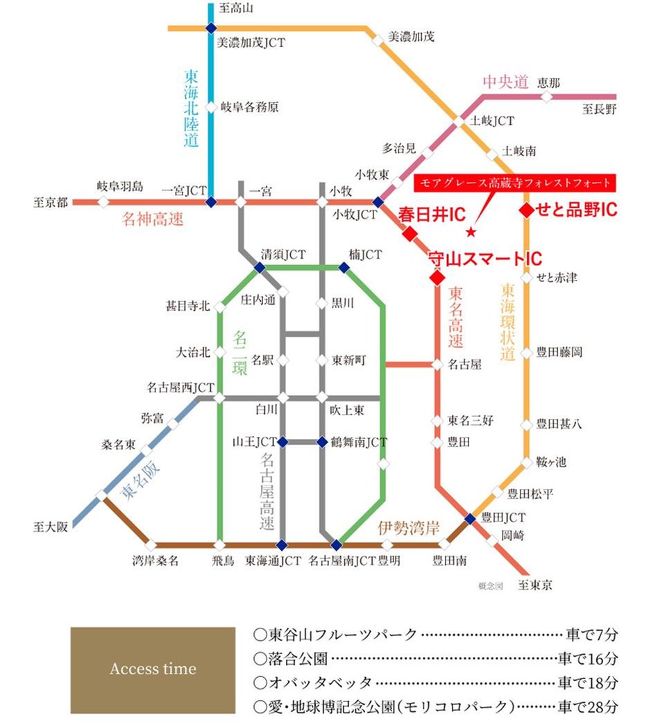 モアグレース高蔵寺フォレストフォートの交通アクセス図