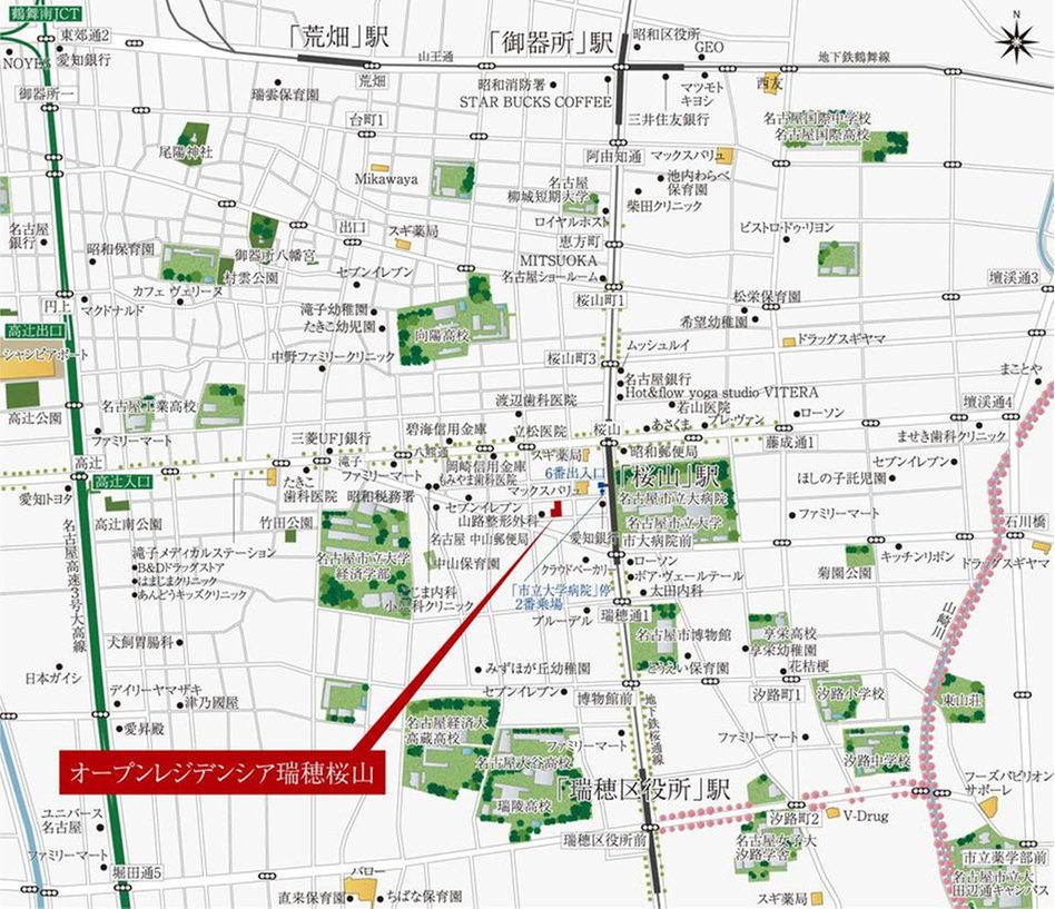オープンレジデンシア瑞穂桜山の現地案内図