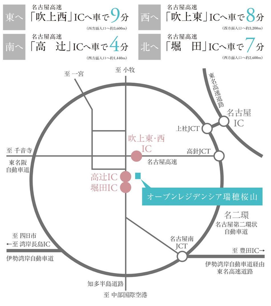 オープンレジデンシア瑞穂桜山の交通アクセス図