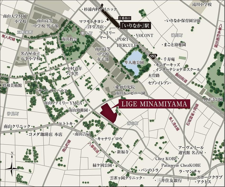リジェ南山の現地案内図