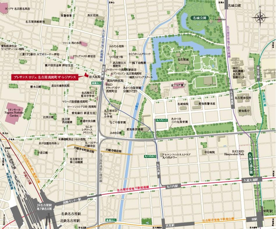 プレサンス ロジェ 名古屋浅間町ザ・レジデンスの現地案内図