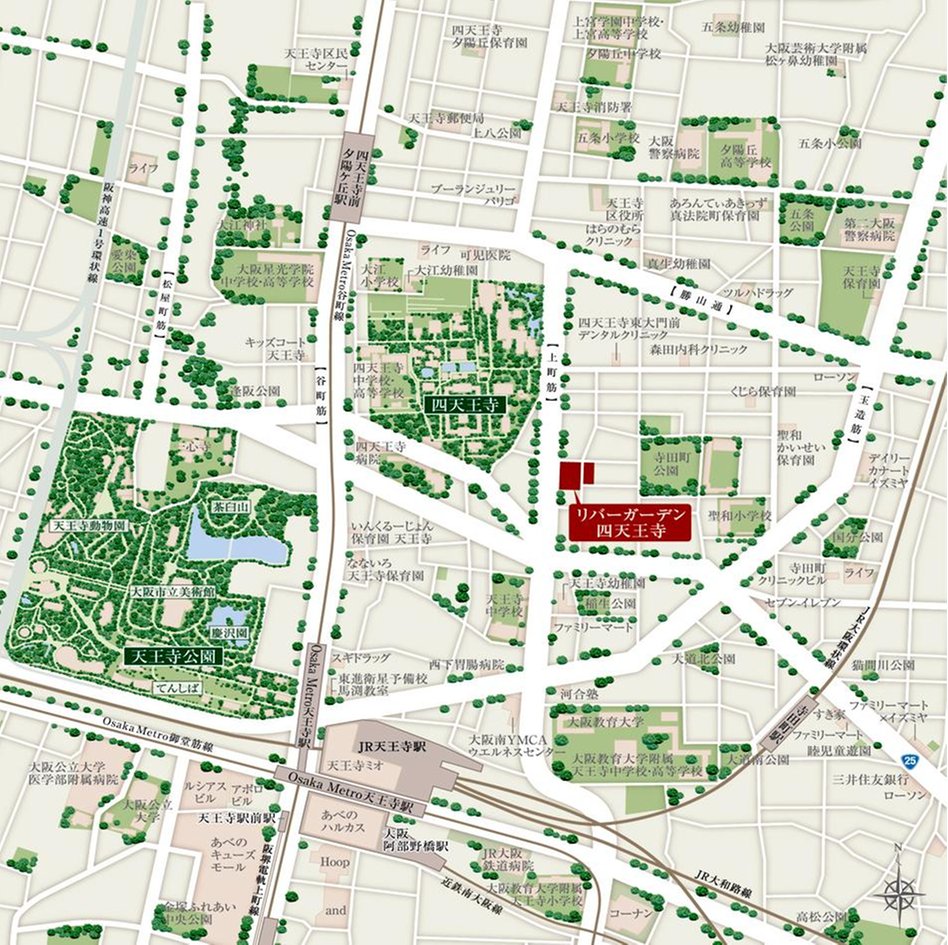 リバーガーデン四天王寺の現地案内図