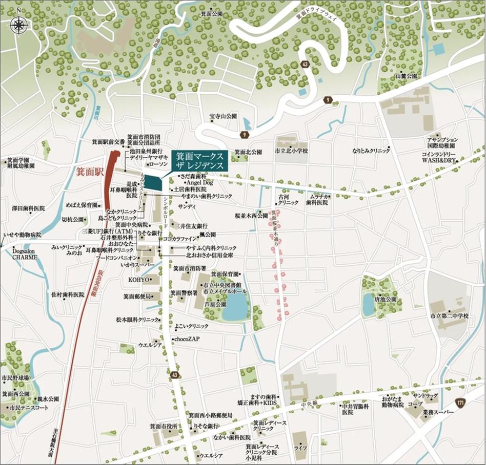 箕面マークス ザ レジデンスの現地案内図