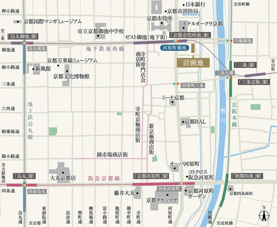 ジオ京都御池通の現地案内図
