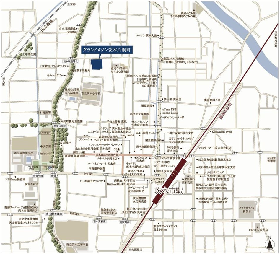 グランドメゾン茨木片桐町の現地案内図