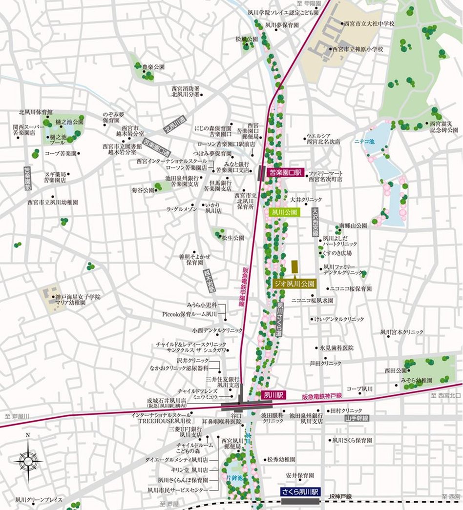ジオ夙川公園の現地案内図