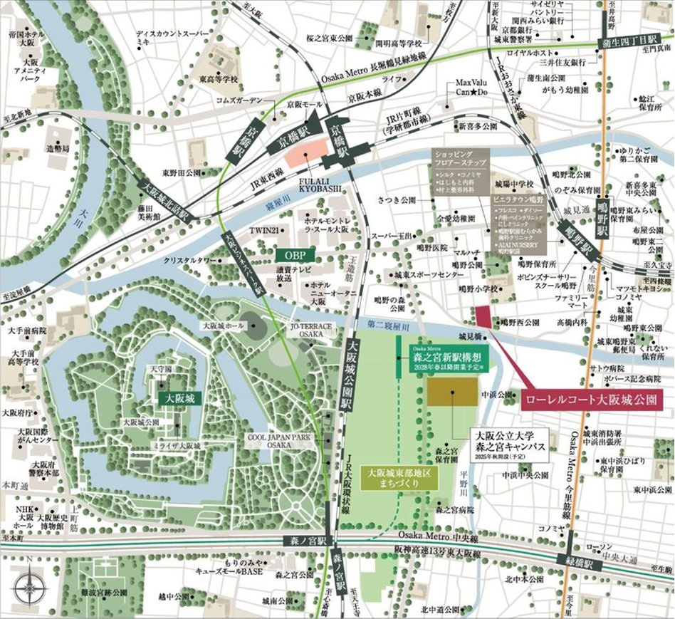 ローレルコート大阪城公園の現地案内図