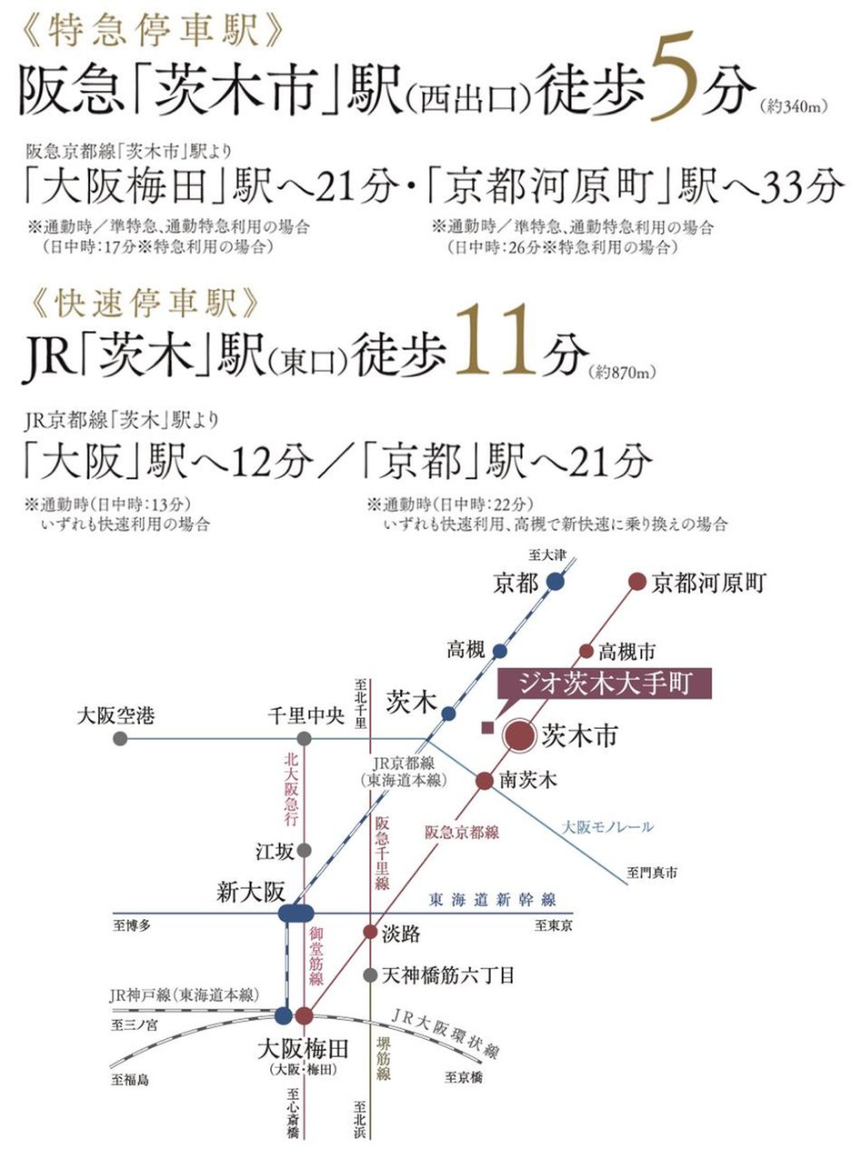 ジオ茨木大手町の交通アクセス図