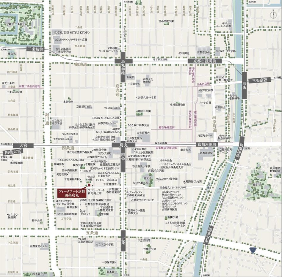 ヴィークコート京都 四条烏丸の現地案内図