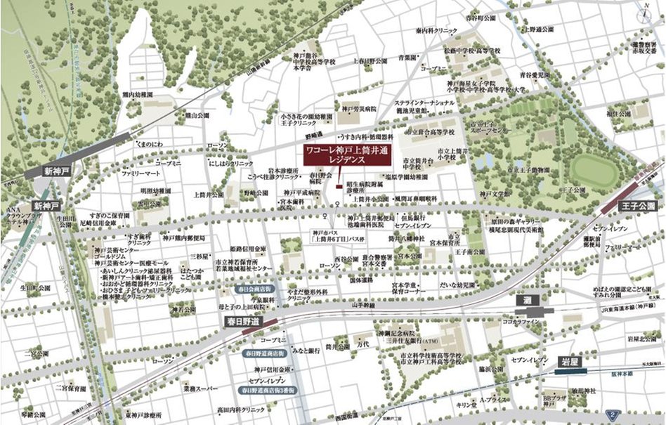 ワコーレ神戸上筒井通レジデンスの現地案内図