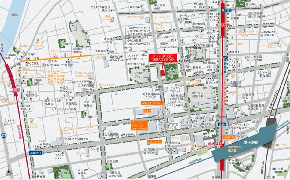 ラシュレ新大阪URBAN CROSSの現地案内図