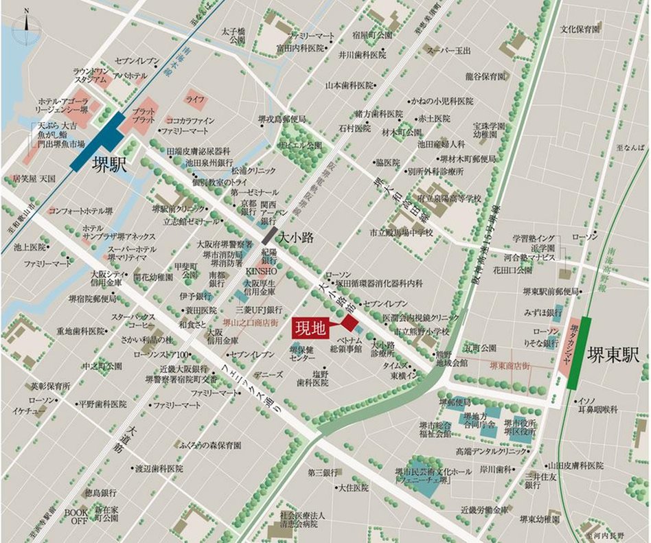 シエリア堺東大小路の現地案内図