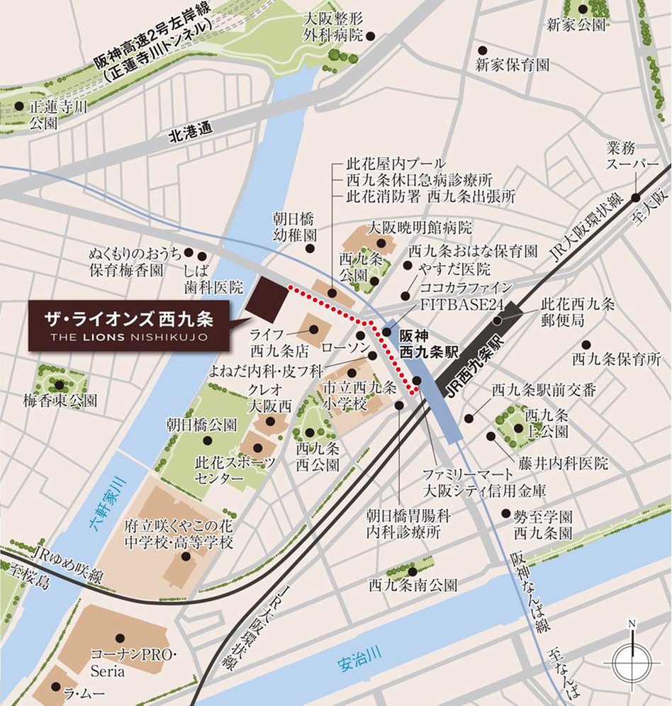ザ・ライオンズ西九条の現地案内図