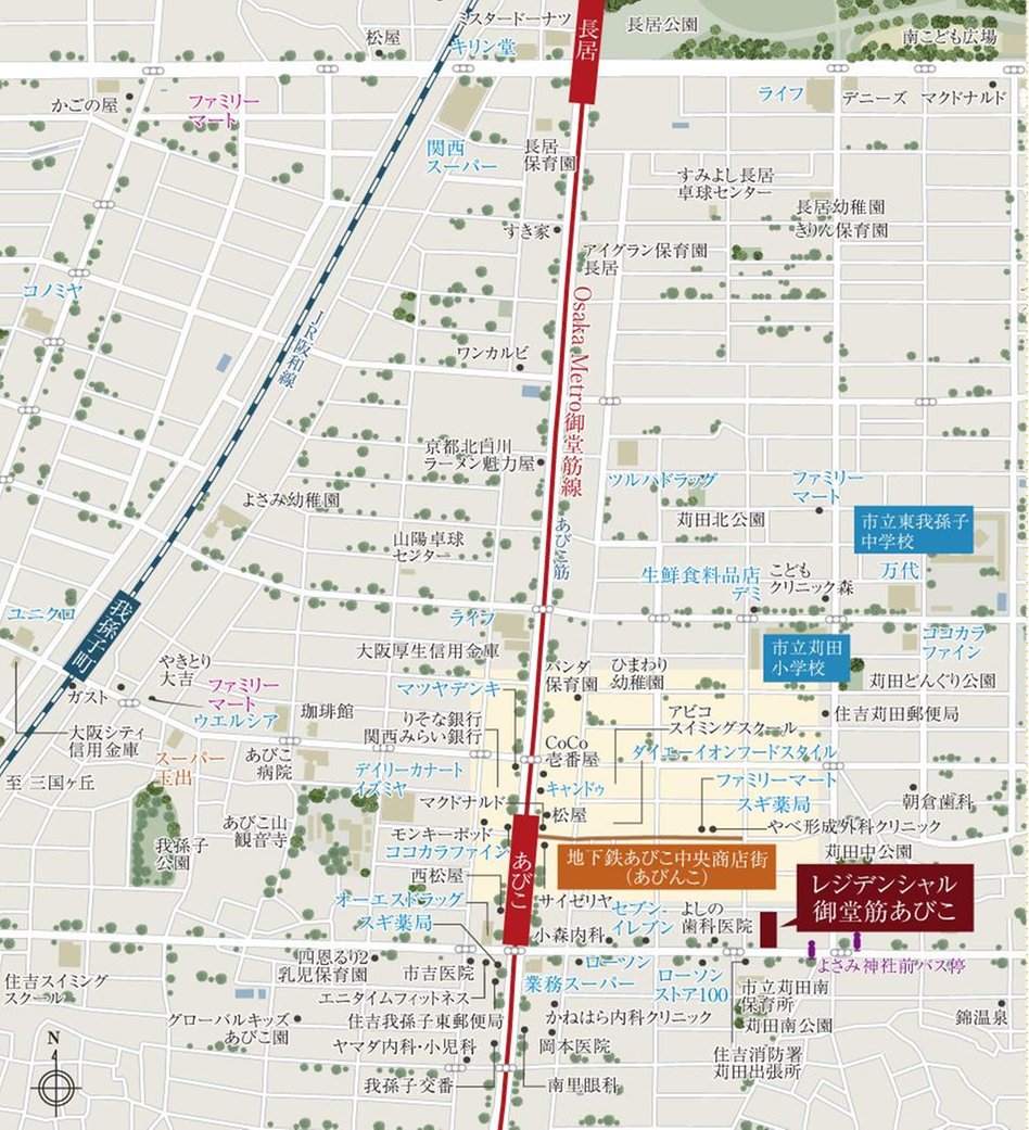 レジデンシャル御堂筋あびこの現地案内図