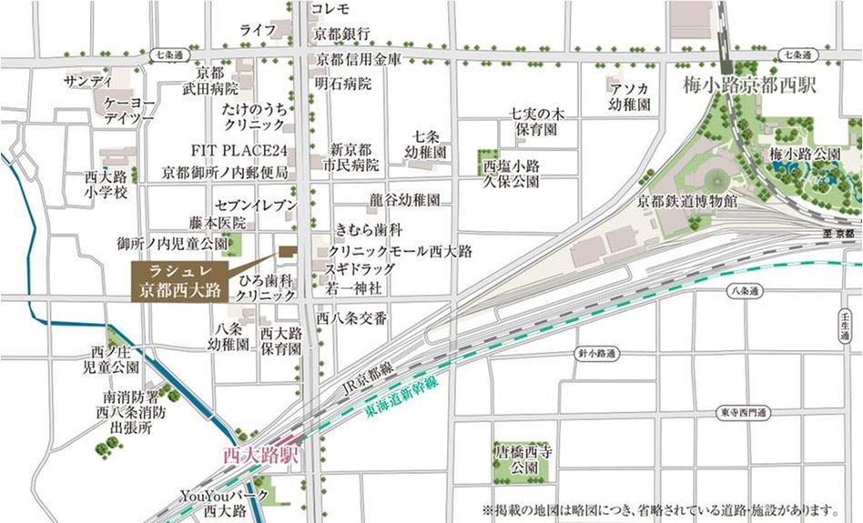 ラシュレ京都西大路の現地案内図