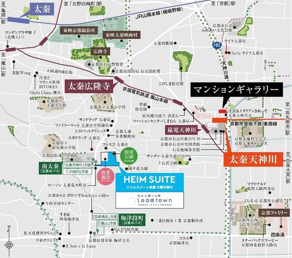 ハイムスイート京都 太秦天神川の現地案内図