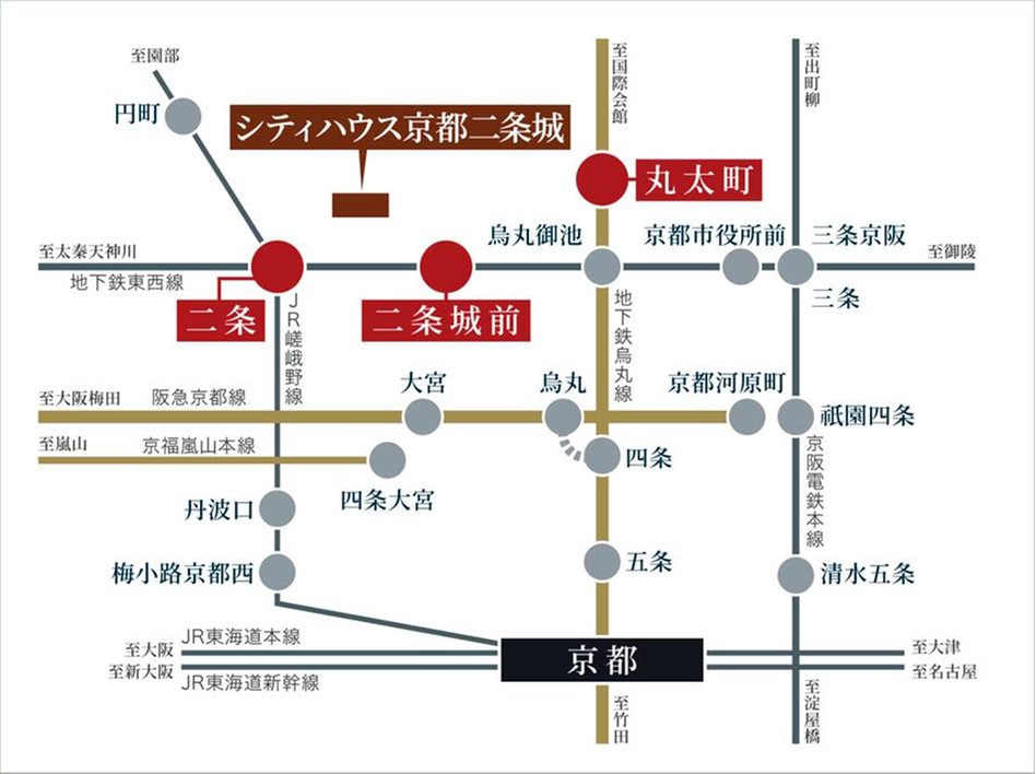 シティハウス京都二条城の交通アクセス図