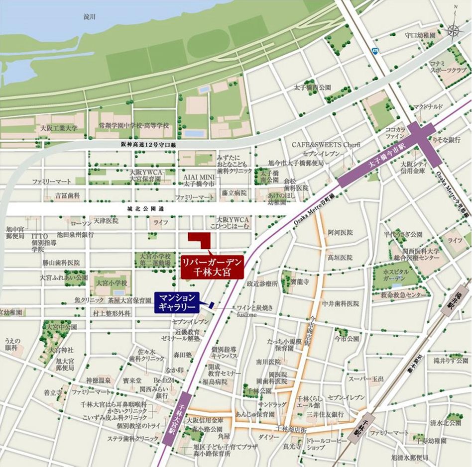 リバーガーデン千林大宮の現地案内図