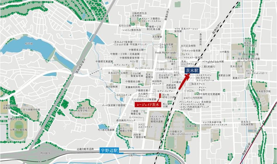 レ・ジェイド茨木の現地案内図