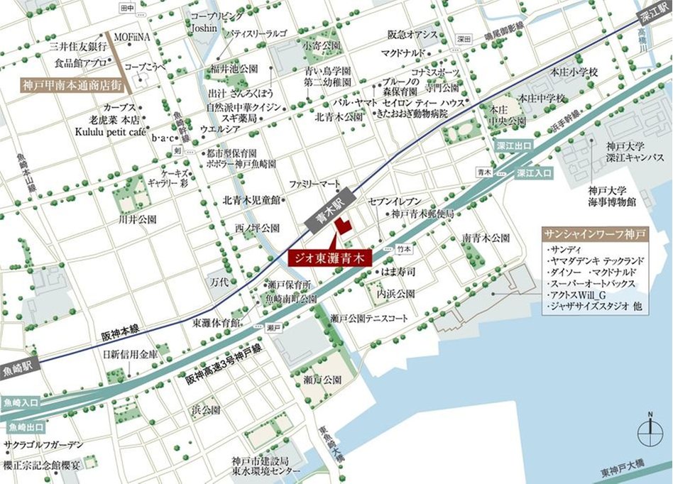 ジオ東灘青木の現地案内図