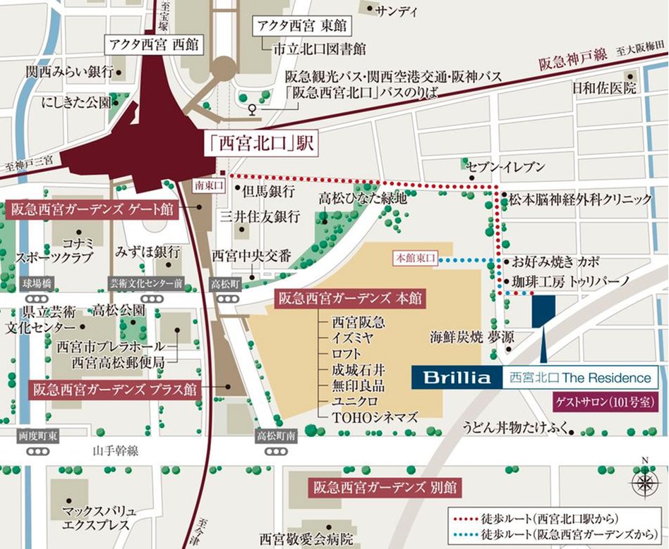 Brillia(ブリリア) 西宮北口 The Residenceの現地案内図