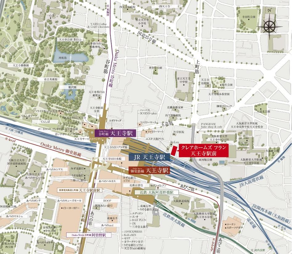 クレアホームズ フラン天王寺駅前の現地案内図