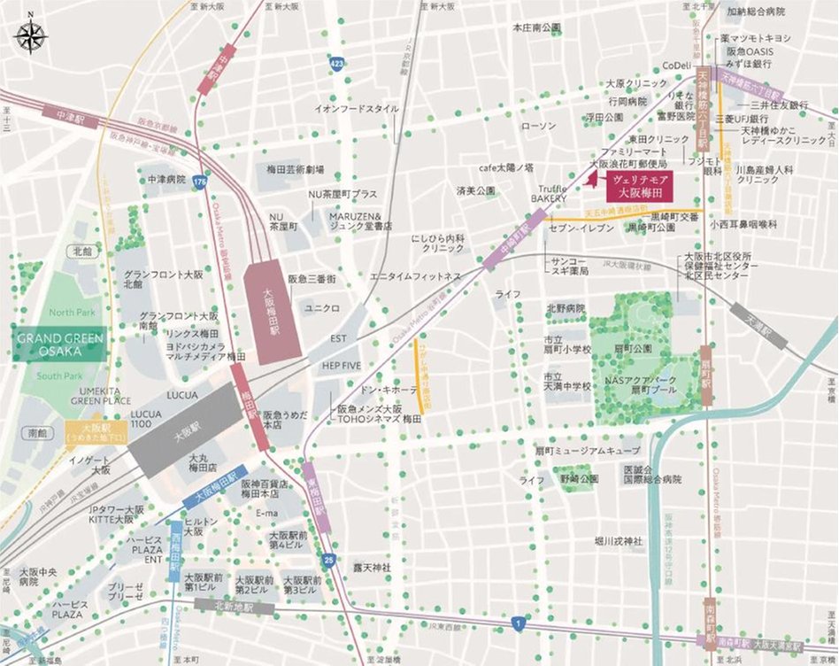 ヴェリテモア大阪梅田の現地案内図
