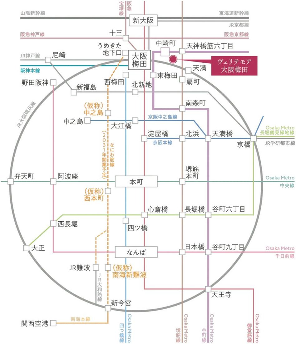 ヴェリテモア大阪梅田の交通アクセス図