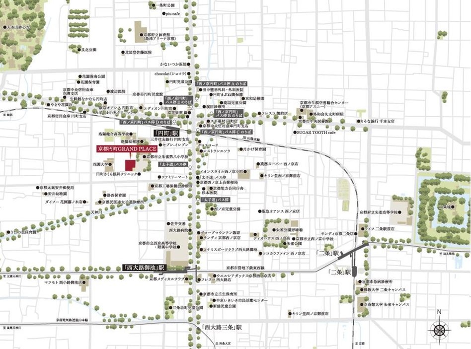 京都円町GRAND PLACEの現地案内図