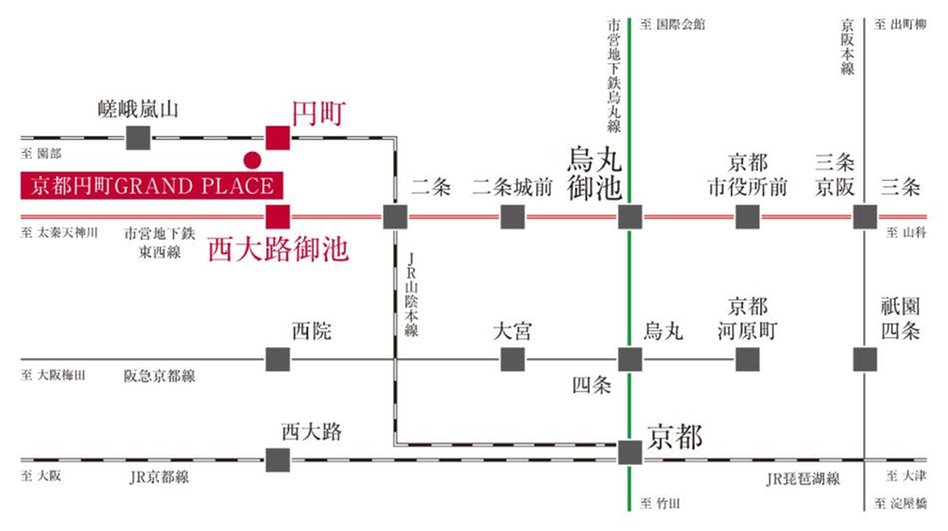 京都円町GRAND PLACEの交通アクセス図