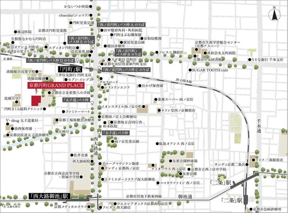 京都円町GRAND PLACEの現地案内図